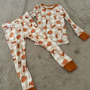 Caden Lane Pumpkin Check Kids Pajama Set